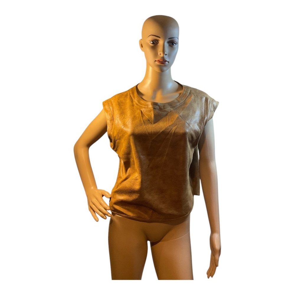 Barneys New York Women’s Vintage Suede Brown Blouse Top Size 10
